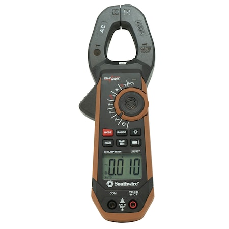Southwire 400A AC Clmp Meter w/True RMS, Built-In NCV, Worklight, Tst Probe Hldr 21530T